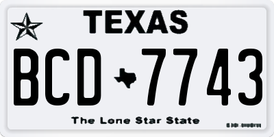 TX license plate BCD7743