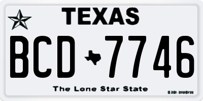 TX license plate BCD7746