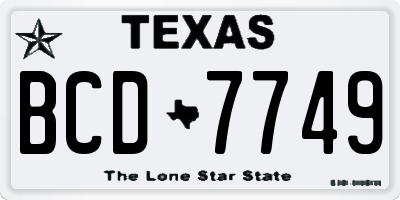 TX license plate BCD7749