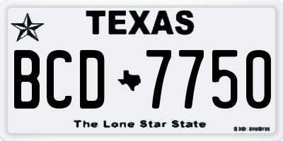 TX license plate BCD7750