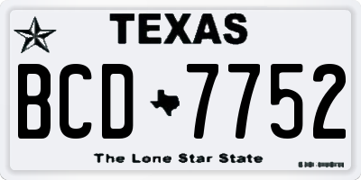 TX license plate BCD7752