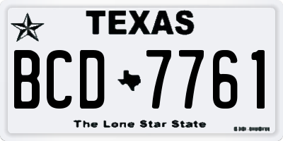 TX license plate BCD7761