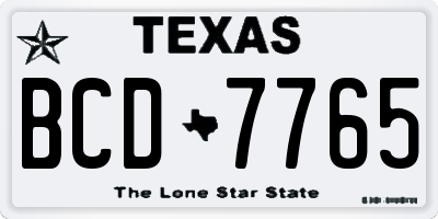TX license plate BCD7765