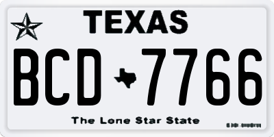 TX license plate BCD7766