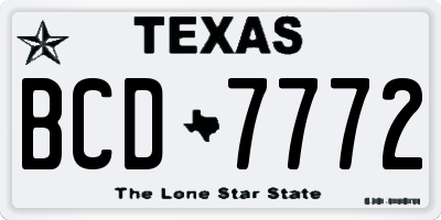 TX license plate BCD7772