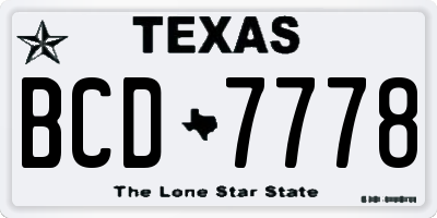 TX license plate BCD7778