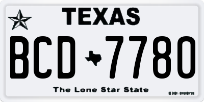TX license plate BCD7780