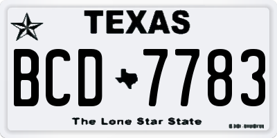 TX license plate BCD7783