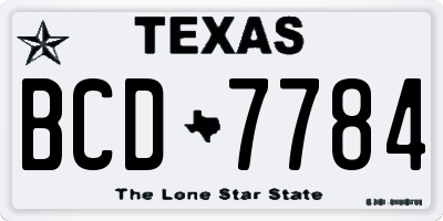 TX license plate BCD7784