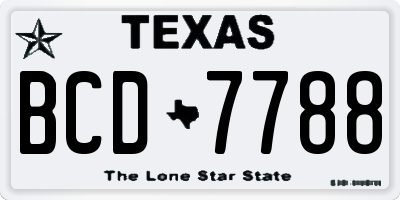 TX license plate BCD7788
