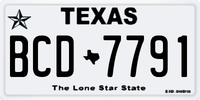 TX license plate BCD7791