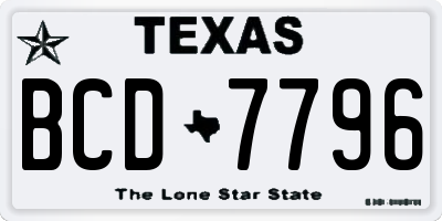 TX license plate BCD7796