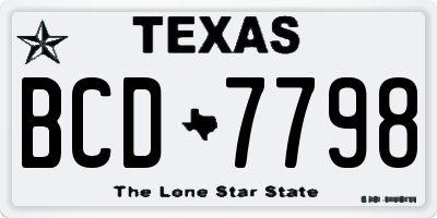 TX license plate BCD7798