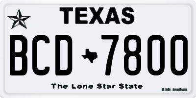 TX license plate BCD7800