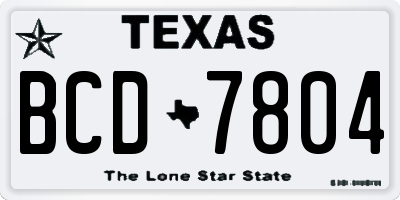 TX license plate BCD7804