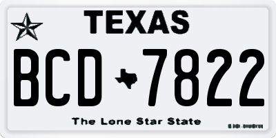TX license plate BCD7822