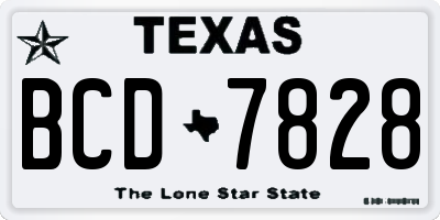 TX license plate BCD7828
