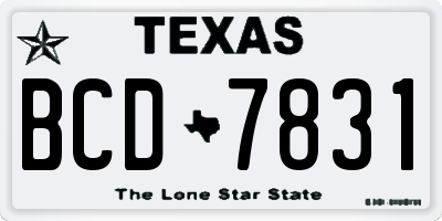 TX license plate BCD7831