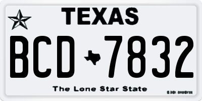 TX license plate BCD7832