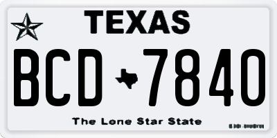 TX license plate BCD7840