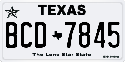 TX license plate BCD7845