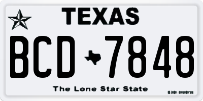 TX license plate BCD7848