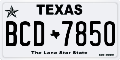TX license plate BCD7850