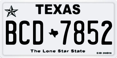 TX license plate BCD7852