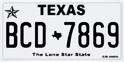 TX license plate BCD7869
