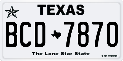 TX license plate BCD7870