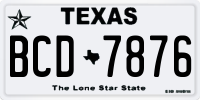TX license plate BCD7876