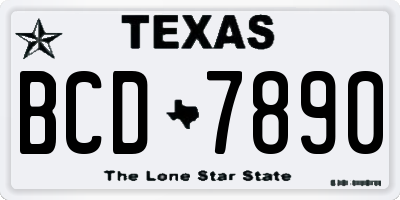 TX license plate BCD7890