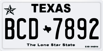 TX license plate BCD7892