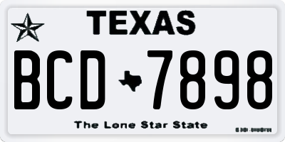 TX license plate BCD7898