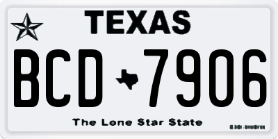 TX license plate BCD7906