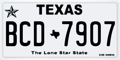 TX license plate BCD7907