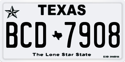 TX license plate BCD7908