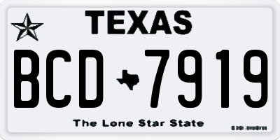 TX license plate BCD7919