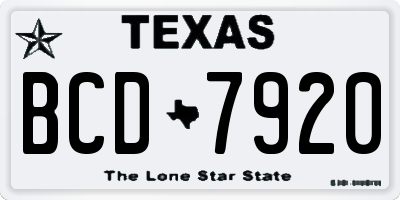 TX license plate BCD7920