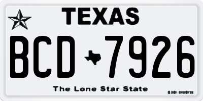 TX license plate BCD7926