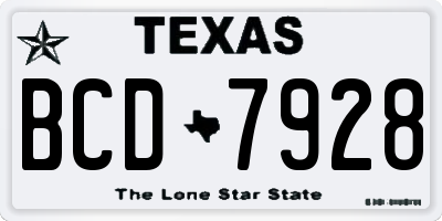 TX license plate BCD7928