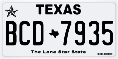 TX license plate BCD7935