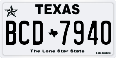 TX license plate BCD7940