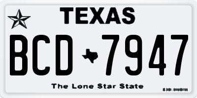 TX license plate BCD7947