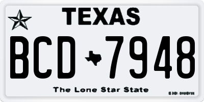 TX license plate BCD7948