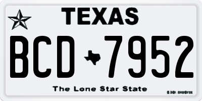 TX license plate BCD7952