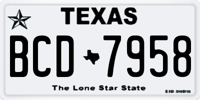 TX license plate BCD7958