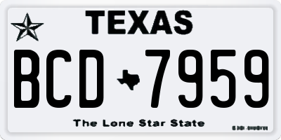 TX license plate BCD7959