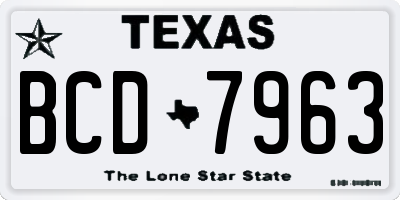 TX license plate BCD7963