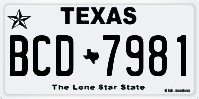 TX license plate BCD7981